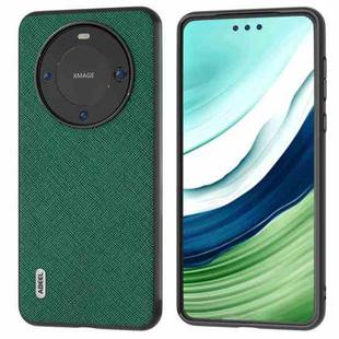 For Huawei Mate 60 ABEEL Cross Texture Genuine Leather Phone Case(Green)
