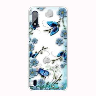 For Samsung Galaxy A01 Shockproof Painted TPU Protective Case(Blue White Roses)