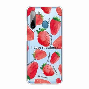 For Samsung Galaxy A21 Shockproof Painted TPU Protective Case(Love Strawberry)