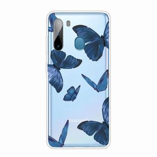 For Samsung Galaxy A21 Shockproof Painted TPU Protective Case(Blue Butterfly)