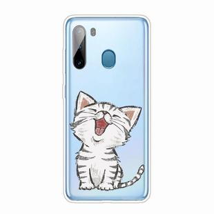 For Samsung Galaxy A21 Shockproof Painted TPU Protective Case(Laughing Cat)