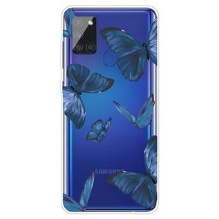 For Samsung Galaxy A21s Shockproof Painted TPU Protective Case(Blue Butterfly)