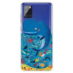 For Samsung Galaxy A21s Shockproof Painted TPU Protective Case(Whale Seabed)