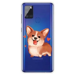 For Samsung Galaxy A21s Shockproof Painted TPU Protective Case(Love Corgi)