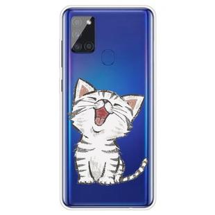 For Samsung Galaxy A21s Shockproof Painted TPU Protective Case(Laughing Cat)