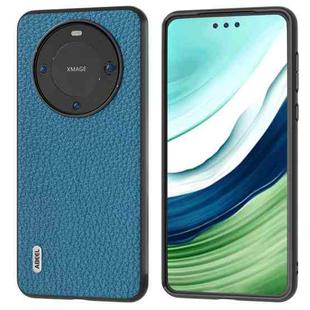 For Huawei Mate 60 Pro ABEEL Genuine Leather Litchi Texture Phone Case(Blue)