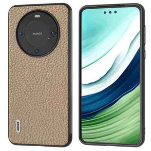 For Huawei Mate 60 Pro ABEEL Genuine Leather Litchi Texture Phone Case(Grey)