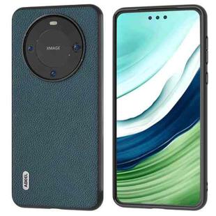 For Huawei Mate 60 Pro ABEEL Genuine Leather + PC Litchi Texture Phone Case(Green)