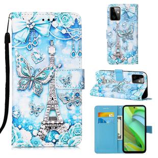 For Motorola Moto G Power 2023 Colored Drawing Pattern Plain Weave Leather Phone Case(Tower Butterfly)