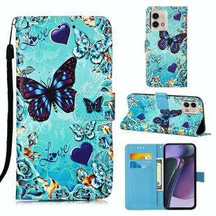 For Motorola Moto G Stylus 5G 2023 Colored Drawing Pattern Plain Weave Leather Phone Case(Caring Butterfly)