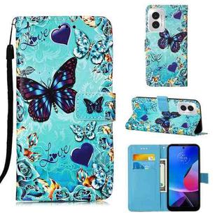 For Motorola Moto G Play 4G 2024 Colored Drawing Pattern Plain Weave Leather Phone Case(Caring Butterfly)