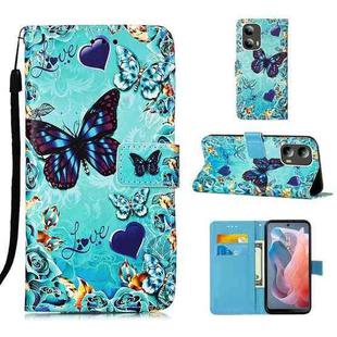 For Motorola Moto G Play 5G 2024 Colored Drawing Pattern Plain Weave Leather Phone Case(Caring Butterfly)