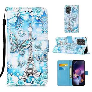 For Motorola Moto G Stylus 5G Colored Drawing Pattern Plain Weave Leather Phone Case(Tower Butterfly)