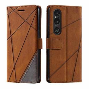 For Sony Xperia 1 VI Skin Feel Splicing Leather Phone Case(Brown)