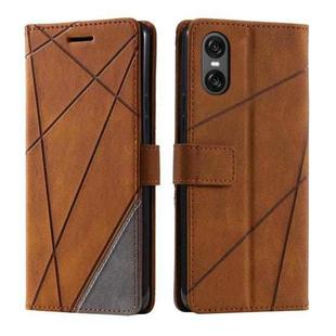 For Sony Xperia 10 VI Skin Feel Splicing Leather Phone Case(Brown)
