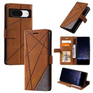 For Google Pixel 8a Skin Feel Splicing Leather Phone Case(Brown)