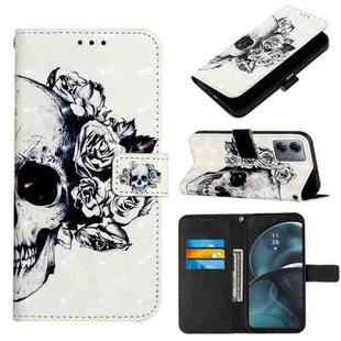 For Motorola Moto G14 3D Painting Horizontal Flip Leather Phone Case(Skull)