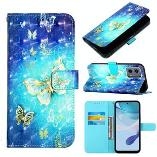 For Motorola Moto G 5G 2023 3D Painting Horizontal Flip Leather Phone Case(Golden Butterfly)