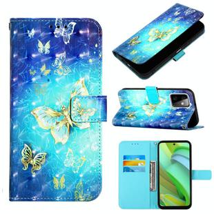 For Motorola Moto G Power 2023 3D Painting Horizontal Flip Leather Phone Case(Golden Butterfly)