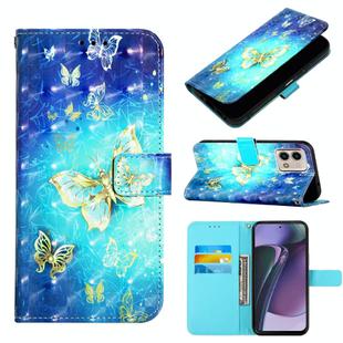 For Motorola Moto G Stylus 5G 2023 3D Painting Horizontal Flip Leather Phone Case(Golden Butterfly)