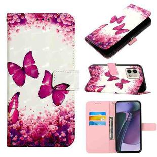 For Motorola Moto G Stylus 5G 2023 3D Painting Horizontal Flip Leather Phone Case(Rose Butterfly)