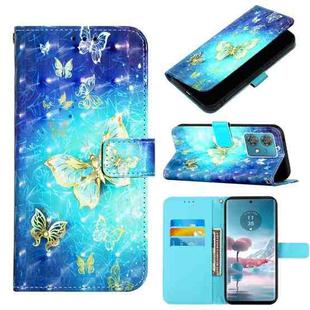 For Motorola Edge 40 Neo 3D Painting Horizontal Flip Leather Phone Case(Golden Butterfly)