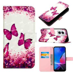 For Motorola Moto G Play 4G 2024 3D Painting Horizontal Flip Leather Phone Case(Rose Butterfly)