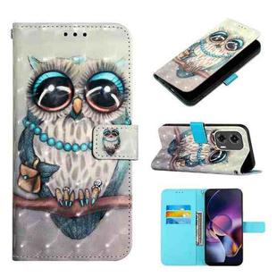 For Motorola Moto G Stylus 5G 2024 3D Painting Horizontal Flip Leather Phone Case(Grey Owl)