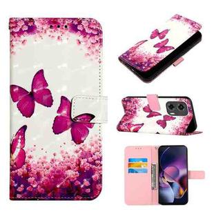 For Motorola Moto G Stylus 5G 2024 3D Painting Horizontal Flip Leather Phone Case(Rose Butterfly)