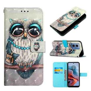 For Motorola Moto G34 3D Painting Horizontal Flip Leather Phone Case(Grey Owl)