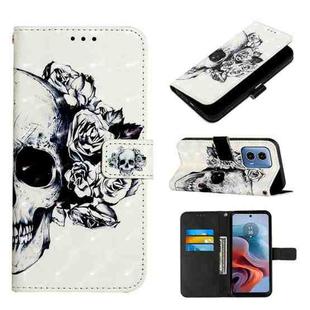 For Motorola Moto G34 3D Painting Horizontal Flip Leather Phone Case(Skull)