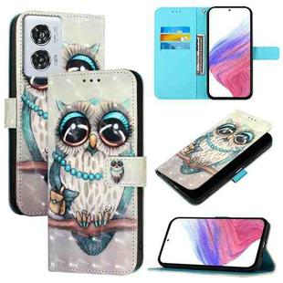 For Motorola Edge 50 Fusion 3D Painting Horizontal Flip Leather Phone Case(Grey Owl)