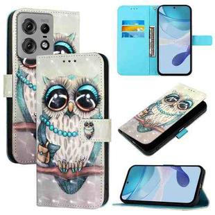 For Motorola Edge 50 Pro 3D Painting Horizontal Flip Leather Phone Case(Grey Owl)