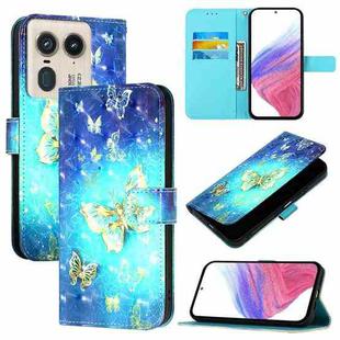 For Motorola Edge 50 Ultra 3D Painting Horizontal Flip Leather Phone Case(Golden Butterfly)