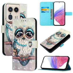 For Motorola Edge 50 Ultra 3D Painting Horizontal Flip Leather Phone Case(Grey Owl)