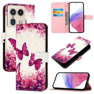 For Motorola Edge 50 Ultra 3D Painting Horizontal Flip Leather Phone Case(Rose Butterfly)