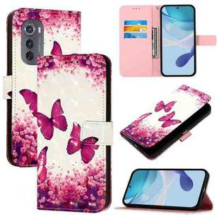 For Motorola Edge 2022 / Edge 5G UW 2022 3D Painting Horizontal Flip Leather Phone Case(Rose Butterfly)