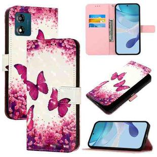 For Motorola Moto E13 3D Painting Horizontal Flip Leather Phone Case(Rose Butterfly)