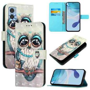 For Motorola Moto E22 / Moto E22i 3D Painting Horizontal Flip Leather Phone Case(Grey Owl)