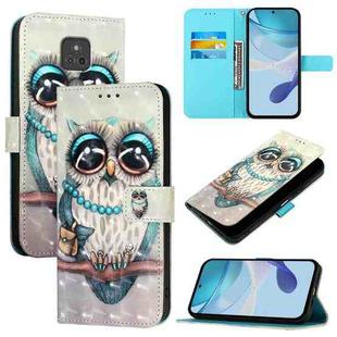 For Motorola Moto G Play 2021 3D Painting Horizontal Flip Leather Phone Case(Grey Owl)