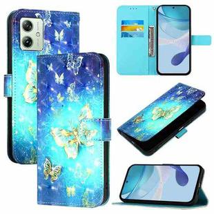 For Motorola Moto G54 India / Moto G54 Power 3D Painting Horizontal Flip Leather Phone Case(Golden Butterfly)