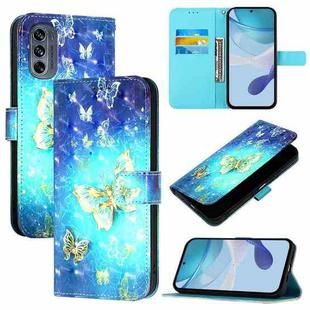 For Motorola Moto G62 5G Global / India 3D Painting Horizontal Flip Leather Phone Case(Golden Butterfly)