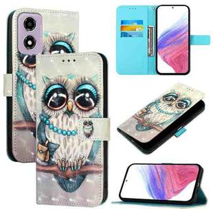 For Motorola Moto E14 3D Painting Horizontal Flip Leather Phone Case(Grey Owl)