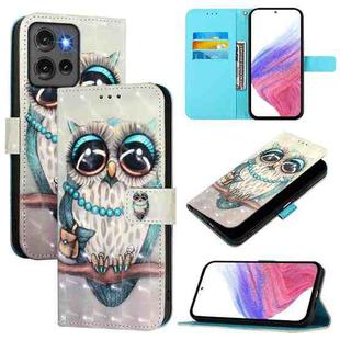 For Motorola Edge 50 5G Global 3D Painting Horizontal Flip Leather Phone Case(Grey Owl)