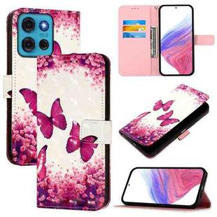 For Motorola Moto G75 5G 3D Painting Horizontal Flip Leather Phone Case(Rose Butterfly)