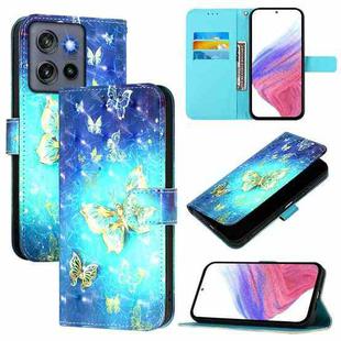 For Motorola Edge 50 Neo 3D Painting Horizontal Flip Leather Phone Case(Golden Butterfly)