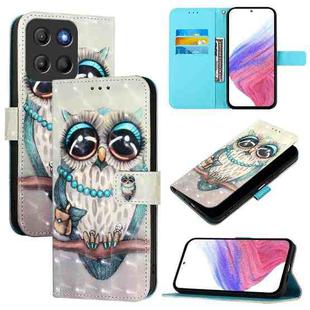 For Motorola Moto G15 3D Painting Horizontal Flip Leather Phone Case(Grey Owl)