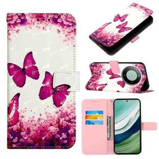 For Huawei Mate 60 3D Painting Horizontal Flip Leather Phone Case(Rose Butterfly)