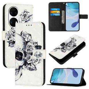 For Huawei P50 3D Painting Horizontal Flip Leather Phone Case(Skull)