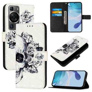 For Huawei P60 3D Painting Horizontal Flip Leather Phone Case(Skull)